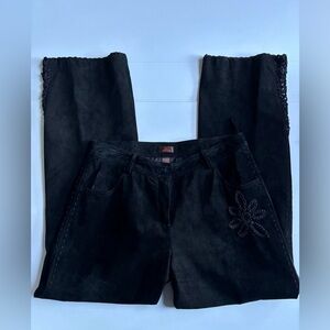 Danier Black Crochet Leather Pants Size 8